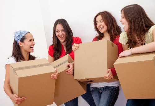 Packed boxes loaded for removal truck hire in Stepney