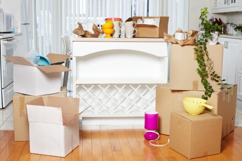 Organised student move preparation in Stepney with labeled boxes