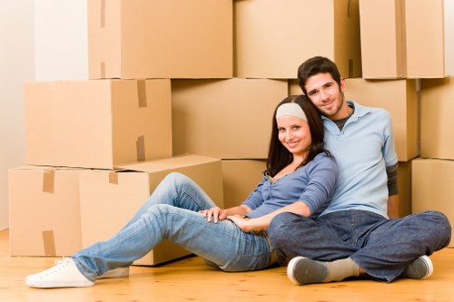 House movers in Stepney preparing fragile items for transport